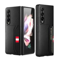Slim With Card Slot Leather Case For Samsung Galaxy Z Fold 4 5g With Hd Tempered Glass Galaxy Z Fold4 Anti -Drop Case Fold4 Funda For Galaxy Z Fold 4