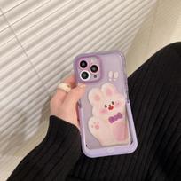 Cartoon Purple Bunny Shell For Iphone 13 12 11 Promax 14 Pro Max Plus Stand Holder Cute Rabbit Lovely Phone Case Conque for iphone 11PROMAX gray