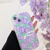 Ins Tulips Purple Flower Shockproof Phone Case For Iphone 13 12 Pro Max 11 14 Pro Max Silicone Soft Back Cover Capa Shell for iphone 11 gray