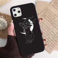 Ragana ir katė Spalvingas mielas telefono dėklas, skirtas iPhone 11 12 13 pro XS MAX 8 7 6 6S Plus X 5S SE 2020 XR dangtelis iPhone 18 Pro gray