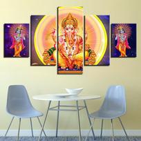 5 Piece God Ganesha Poster Great Ganapati Wall Art Peaceful Print Wall Art Canvas Painting Wall Decor for Living Room No Framed 20x35cm*2  20x45cm*2  20x55cm*1