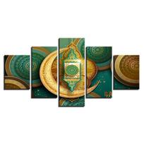 Dekoracija Svetainės Sienų Menas Paveikslai 5 Dalys HD Spausdintas Islamo Musulmonų Mečetė Ramadano Plakatas Drobės Paveikslai Rėmas Modulinis 20x35cm*2  20x45cm*2  20x55cm*1