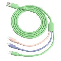 Vienas tempiamas trys greito įkrovimo duomenų sinchronizavimo laidas 5A USB laidas, skirtas Micro Type-C Xiaomi Huawei Samsung 3 viename duomenų linijai 3in1 cable-1M žalia