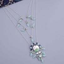Silver Brass Bagh E Fiza Blooming Flower Motifs Necklace for Women and Girls