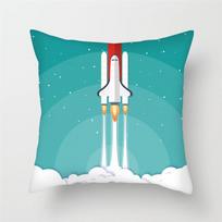 Cartoon Spacecraft Cushion Cover Astronaut Rocket Decorative Pillows Case for Home Chair Space Pillow Cover 45*45cm blue