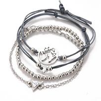 4 Pcs/Set Boho Map Love Heart Multilayer Beads Pendant Bracelets Bangle for Women Charm Jewelry sidabras