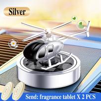 Solar Car Air Freshener Helicopter Fragrance Auto Flavoring Supplies Interior Accessories Propeller Rotating Perfume Silver Helicopter
