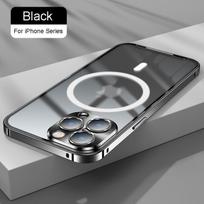 Magsafe magnetiniam belaidžiam įkrovikliui metalinis dėklas, skirtas iPhone 14 13 Pro MAX 12 11 aliuminio buferis matinis skaidrus kietas dangtelis, skirtas Samsung S23 S22 S21 Ultra Samsung S21FE žalia