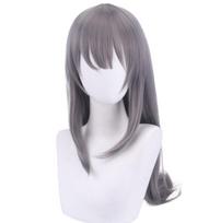 Anime 80 cm ilgas perukas Cosplay Sakurajima Mai kostiumas nesvajoja apie Bunny Girl Senpai Moterų karščiui atsparius sintetinius plaukų perukus 80CM sidabras