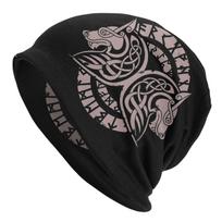 Viking Winter Warm Beanie Hats Wolfs Round Hat Bonnet High Quality Skullies Caps One Size gray