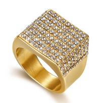 Hip Hop Men's Iced Out Cubic Zirconia Square Ring 316L Stainless Steel Gold Color Hiphop Rings For Men Jewlery 12 brown