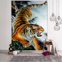 3D Tigro dekoravimo gobeleno užuolaidos Namų miegamojo Svetainės apdaila Užuolaidų gobelenas Bohemijos hipių stilius 95x73cm gray