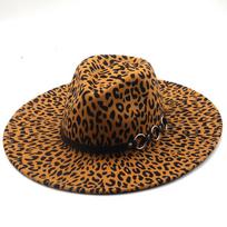 žieminės fedora kepurės moterims, madingos 9,5 cm Plokščios plačios briaunos Panamos vilnos veltinis Jazz Fedora Kepurės vyrams Leopard goth Top Vestuvinė kepurė 56-58CM Adjustable black