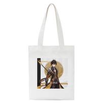 Zhong Li Print Genshin Impact Karštas žaidimas Anime Pirkėjų krepšiai Krepšys Pirkinių krepšys Pečių krepšys Drobiniai krepšiai Rankinė Moteriška rankinė 24*26cm white