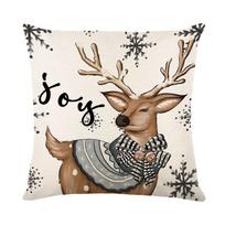45X45Cm Kalėdų išmetimo pagalvės užvalkalas Kalėdų eglutė Elk Snowman Print Pagalvės užvalkalas Namų dekoravimas Pagalvės užvalkalas Viengubas pagalvės užvalkalas be šerdies 45x45cm    Single pillowcase beige