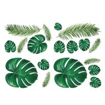 4 vnt Švieži Šiaurės šalių žalių lapų sienų lipdukai Svetainės miegamojo vaikų kambario dekoravimo lipdukai 25X35CMX4pcs