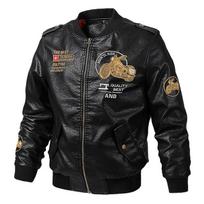 ChiliDay vyriška odinė striukė Slim Fit paltas Vyriška apykaklė Jaqueta PU paltai dviratininkų striukės laisvalaikio motociklo dirbtinio kailio striukė vilna M juoda