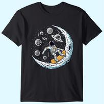 Skating Astronaut Moon Kids Skater Boys Unisex T-shirt XXXXL gray