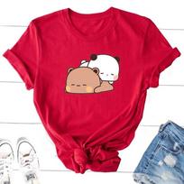 Mieli Bubu ir Dudu miega Mieli marškinėliai Moteriški medvilniniai Kawaii animaciniai filmukai Juokingi grafiniai marškinėliai Vasaros O kaklo 90-ųjų Drabužiai Marškinėliai Unisex L