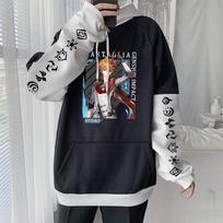 Harajuku Anime Game Genshin Impact Tartaglia Long Sleeve Hooded Sweatshirt Fashion Cartoon Winter Casual Women Fake Two Pieces Hoodies 4XL juoda