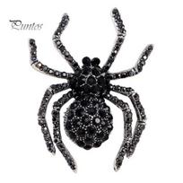 Spider sagė Blizgantis Kalnų krištolas dekoras Realistiškas voro formos drabužių apykaklės apdaila Antikorozinis lydinys Lengvi drabužiai Papuošalai Moteriai Dovana juoda
