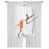 Afrikos medžiotojų genčių permatomos užuolaidos miegamajam svetainei Tiulio užuolaidos virtuvės langui Voile užuolaidos 135W x 114H(cm) white