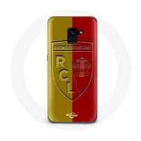 Coque Samsung Galaxy A5 2018 rcl lens Logo fond jaune et rouge geltona