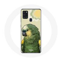 Coque Samsung Galaxy A21S Amazone Perroquets Vert žalia