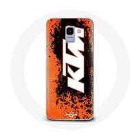 Coque pour Samsung Galaxy A6 2018 KTM Logo blanc fond orange