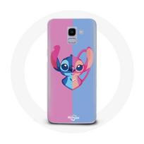 Coque pour Samsung Galaxy A6 2018 Stitch et angel bleu rose