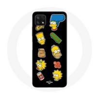 Coque pour Samsung Galaxy A22 5G Les Simpson autocollants fond noir
