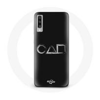 Coque pour Samsung Galaxy A50 Squid Game logo symboles carre cercle triangle Fond Noir