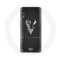 Coque pour Huawei P20 Pro Vikings Série Saison 6 logo V Epée Gris Fond Noir