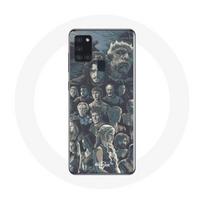 Coque pour Samsung Galaxy A21S Game of Thrones Saison 8 Le Trône de Fer Affiche Personnages Fond Gri
