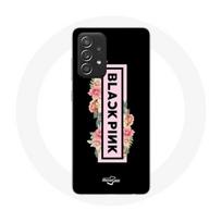 Coque pour Samsung Galaxy A52 Blackpink Groupe de K-pop Logo Noir Rose Fond Noir