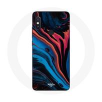 Coque pour Xiaomi Redmi Note 5 Pro Texture abstraite bleu noir rouge