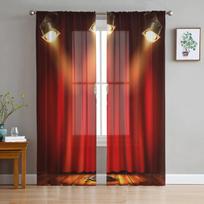 Scenos Mikrofono Apšvietimas Tiulio Užuolaidos Svetainei Permatomos Užuolaidos Miegamajam Voilės Dekoratyvinės Langų Užuolaidos 135W x 114H(cm) brown
