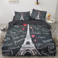 3D Eiffel Tower Bedding Set Modern Romantic Love Down Duvet Cover 2/3 Paris Tower Printed Quilt Cover Luxury Quick Drying Bed Covers DE 100x135cm gray