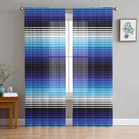 Spalvingos Meksikietiškos Juostelės Miegamojo Skaidrios Plonos Užuolaidos Šventinė Dekoracija Langų Voile Tule Užuolaida 135W x 114H(cm) black