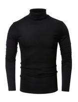 Autumn and Winter High-neck Men's Bottom Shirt Long-sleeved T-shirt Solid Color S juoda