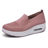 Lazy Women's Shoes with Thick Soles Elevated Air Cushion Sports Rocking Shoes Fly Woven Mesh Surface Breathable and Casual 35