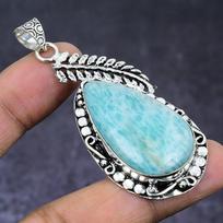 Natural Amazonite Gemstone 925 Steling Silver Jewelry Pendant 2.56  Z2j82