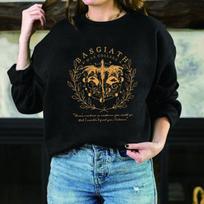 „Basgiath War College“ patogūs spalvoti megztiniai Ketvirtojo sparno marškinėliai „Fly or Die“ viršūnės, violetinės „Sorrenggail“ džemperis, knyginė dovana L juoda