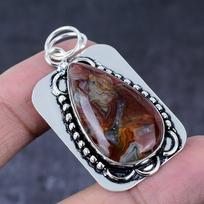 Natural Laguna Lace Agate Handmade 925 Sterling Silver Gift Pendant 2.05  h4d27