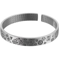 Ping An Joyful Cat Bracelet Women's National Style Retro Wide Face Open Relief White Copper Bracelet Live Broadcast Popular Festival Gift Adjustable size