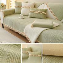 Herringbone Chenille Tassel Sofa Cushion Four Seasons Universal Cushion Sofa Cover All-Inclusive Cover Cloth 70*70 beige