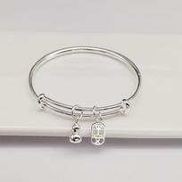 Ping An Gourd Bracelet Women's White Copper Accessories Simple Push Pull Fashion Adjustable Bracelet New Mid Autumn Bracelet Adjustable size