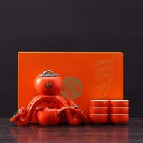 1 Set Automatic Lazy Teapot Set Auspicious Persimmon Tea Set Include Teapot Cup And Tea Sea Perfect For Family Gatherings Outdoor Camping Festive Gift Ceramics