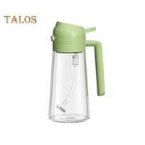 Aliejaus purškiklis maisto ruošimui 2 viename aliejaus dozatorius 500 ml/17oz Stiklinis purškiamas buteliukas su piltuvu Daugkartinio naudojimo maistinio aliejaus purkštuvas, skirtas virtuvės salotoms kepti ant grotelių žalia