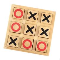 Tic TAC Toe Board Game Brain Teaser Family Hand Crafted Coffee Table for Indoor 16.3cmx2.5cmx16.3cm beige